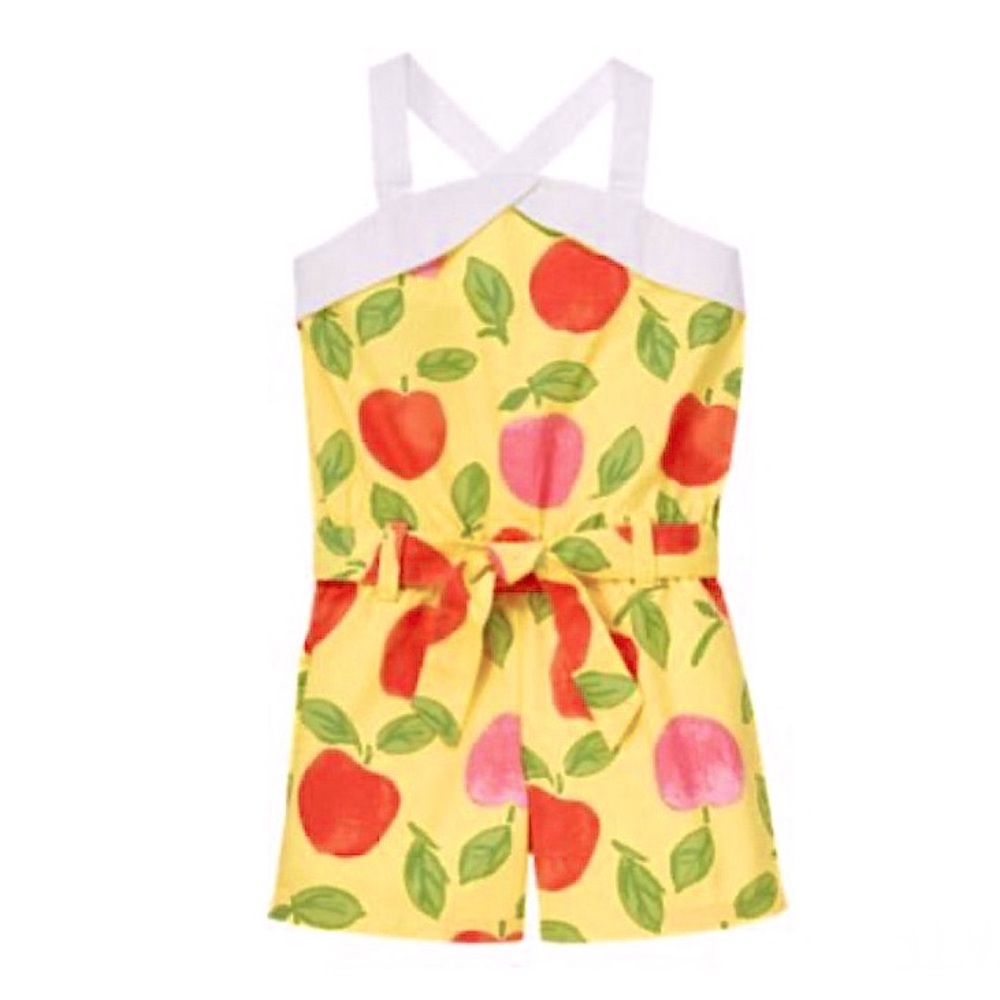 Gymboree Preppy Peach Yellow Romper•Size 8